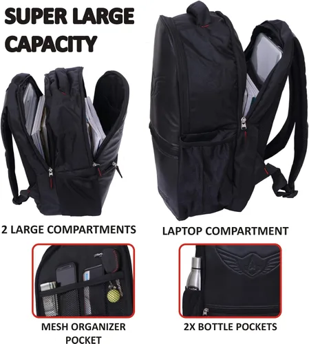 Vista 5 de Auxter Blacky - Mochila escolar de 30 litros con compartimento para ordenador portátil