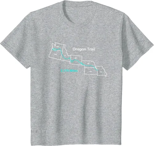 Vista 34 de Route Map of The Oregon National Historic Trail T-Shirt Asphalt Grey