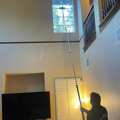 Vista 8 de Ventilador de techo alto de 15 pies, plumero de telaraña con poste de extensión de 5 a 8 pies Kit de escobilla de limpieza de ventanas extensible