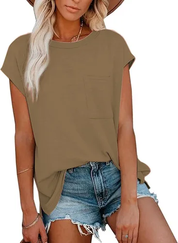 Vista 10 de CNFUFEN Camisetas de manga corta/larga para mujer, a la moda, casual, de verano, ligeras, sólidas, de moda