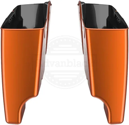 Vista 3 de Alforjas de motocicleta aptas para Harley Touring FLH 2014+ - Whisky ámbar, accesorios de perillas, bolsas rígidas estiradas