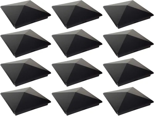 Vista 25 de Tapa de aluminio en forma piramidal para postes de madera, color negro (4 unidades)