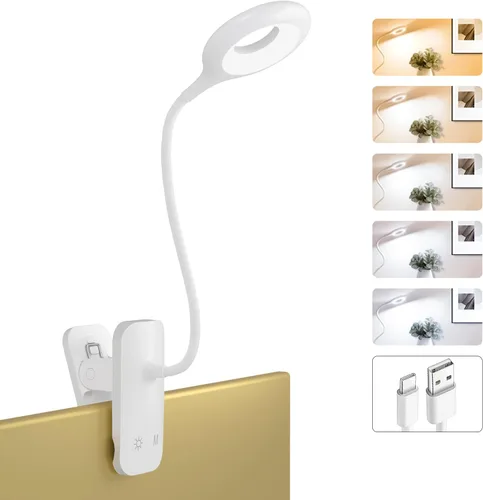 Vista 11 de Lámpara de escritorio LED recargable, luz de lectura con clip para cabecero