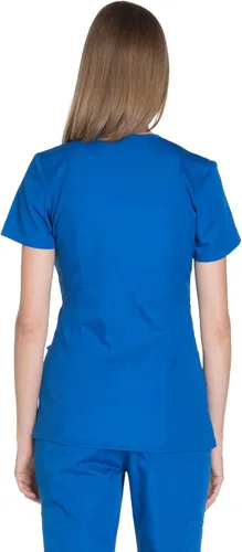 Vista 2 de Mujer Mock Wrap Top Workwear Originals con paneles traseros de punto acanalado WW650