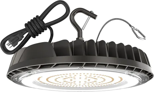 Vista 6 de HYPERLITE UFO LED High Bay Light: 150W 19500LM High Bay LED Luces de tienda con enchufe de 6 pies - 5000K IP65 LED Warehouse Luces para taller