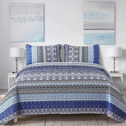 Vista 24 de WONGS BEDDING Juego de Edredón Boho Tamaño Full, Juego de Edredones Bohemios Grises de 3 Piezas, Juego de Ropa de Cama Cubrecama de Microfibra Negro