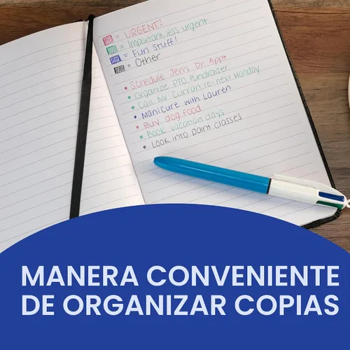 Vista 5 de BIC - Bolígrafo retráctil original de 4 colores con punta media de 1.0 mm, 3 unidades con tinta surtida
