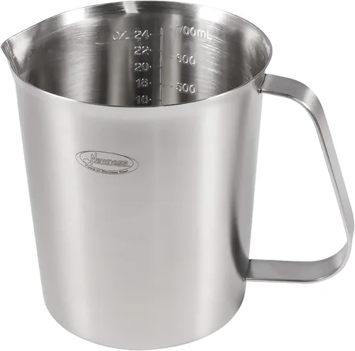 Vista 9 de Newness Juego de 2 tazas medidoras de acero inoxidable (3 marcas, incluye escala de taza/ml/onza) (2 y 3 tazas) taza medidora de metal con asa