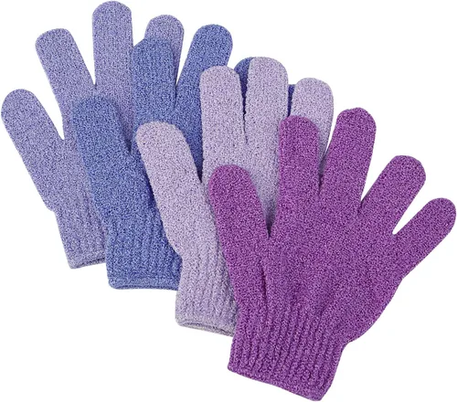 Vista 10 de Slick- Guantes exfoliantes, 4 piezas, exfoliante de piel para cuerpo, guantes de baño/exfoliante, accesorios de ducha para mujeres, guante exfoliante