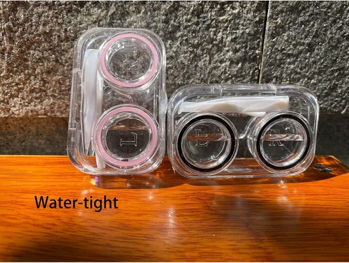 Vista 4 de 4 fundas para lentes de contacto, colorido soporte para lentes de contacto, kit de almacenamiento portátil para exteriores para viajes y hogar, claro