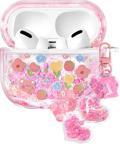 Vista 19 de para Airpods de 2ª/1ª Generación - Estuche Quicksand Liquid Kawaii Lindo Mujer Niña Mujeres Chispeante Brillante Bling Resplandor Adorable Elegante
