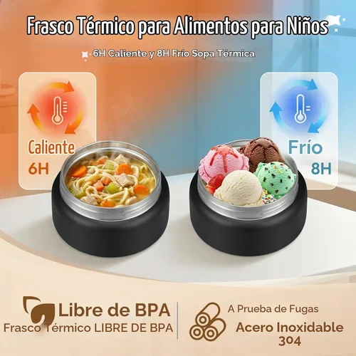 Vista 4 de Itslife Caja Bento para niños, contenedor de comida aislado, lonchera para niños, termo de 7 onzas para comida caliente, botella de agua térmica