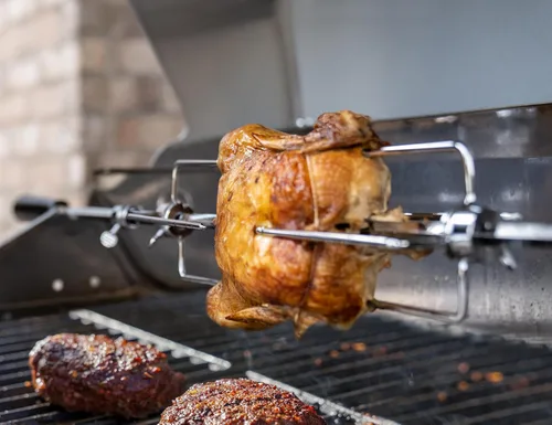 Vista 3 de Monument Grills Parrillas de gas propano de 4 quemadores más grandes de acero inoxidable con kit de asador (2 artículos)