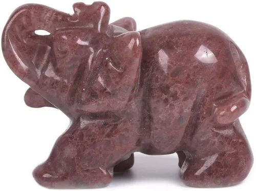 Vista 22 de Angelstones Piedra de sangre africana natural tallada con piedras preciosas de elefante curativo de cristal de guardián, estatua de figurilla