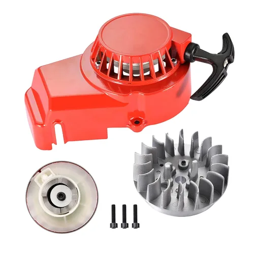 Vista 9 de GOOFIT Arrancador de retroceso de aluminio con volante y tornillos para 2 tiempos 47cc 49cc Pocket Bike Mini Bike Dirt Bike Scooter ATV Quad