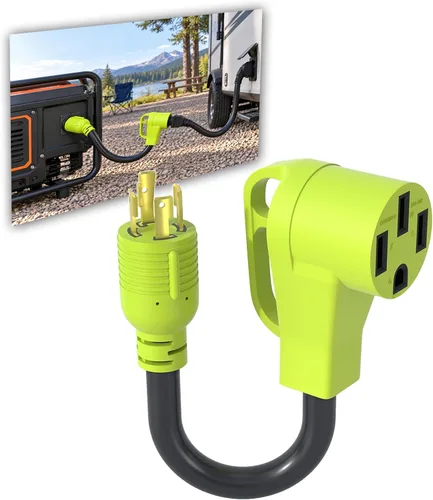 Vista 10 de Adaptador de enchufe RV de 15 amperios a 30 amperios, cable NEMA 5-15P a TT-30R, adaptador de corriente Dogbone de 12 pulgadas con cable STW de 10