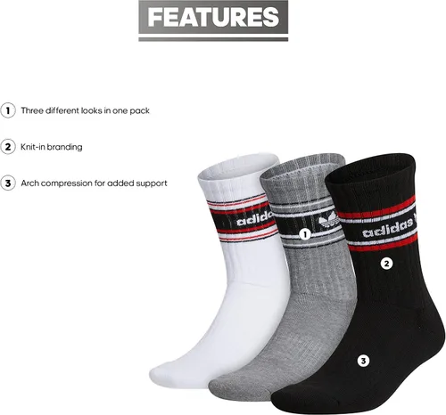 Vista 2 de adidas Originals Mixed Graphics Cushioned Crew Socks (3-Pair)