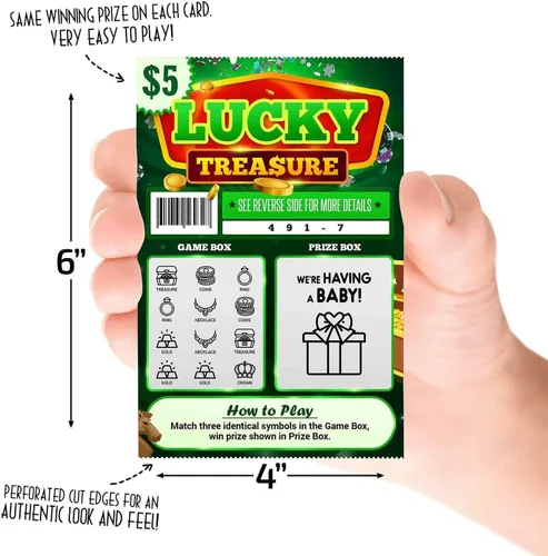 Vista 2 de Paquete de 6 boletos para raspar lotería de embarazo Aspecto auténtico 4 x 6 Ideal para anuncios de bebé Perfecto para anuncio de embarazo