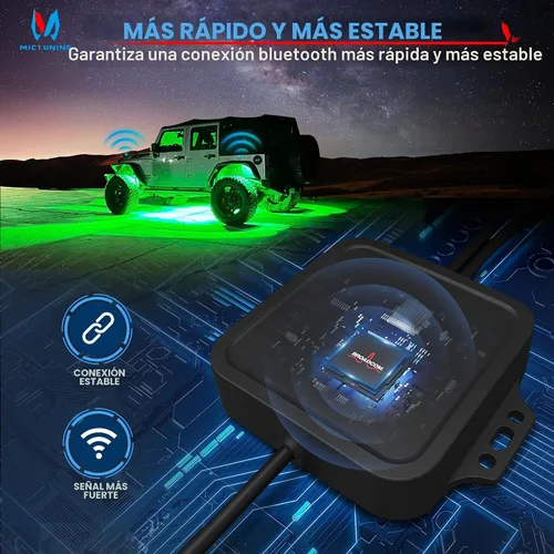 Vista 7 de MICTUNING C2 Curvas RGBW Rock Lights 4 Pods con kit de interruptor