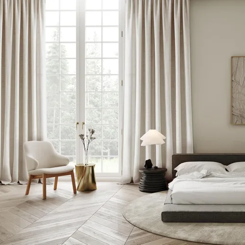 Vista 3 de Melodieux Cortinas de lino de 96 pulgadas de largo para dormitorio, cortinas de arpillera con textura de lino con bolsillo para barra, cortinas