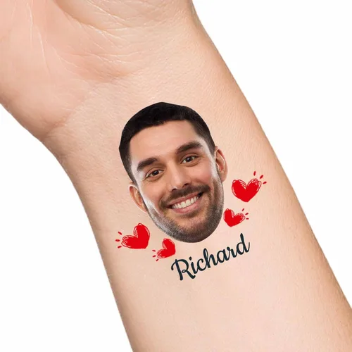 Vista 16 de Tatuajes temporales personalizados con texto de nombre, tatuaje temporal personalizado con logotipo fotográfico para adultos, parejas, mujeres