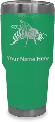 Vista 27 de LaserGram Vaso aislado al vacío de 20 onzas, abeja miel, grabado personalizado incluido (negro)