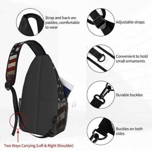 Vista 3 de Famame Mochila bandolera para el pecho, bolsa de hombro, gimnasio, ciclismo, viajes, senderismo, mochila para hombres y mujeres, Multicolor25