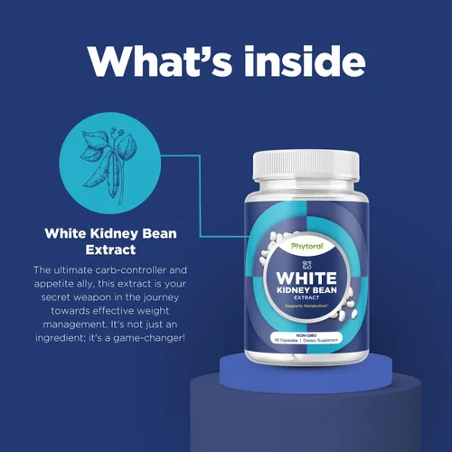 Vista 3 de Bloqueador de carbohidratos de frijol blanco – 4800 mg equivalente a extracto de frijol blanco de riñón de carbohidratos y azúcar, bloqueador
