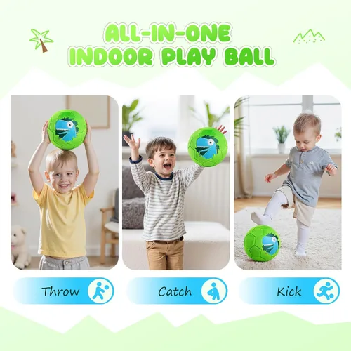 Vista 3 de Balón de fútbol interior para niños pequeños, juguetes de peluche suaves de 7.8 pulgadas, pelota de juego inflable con bomba para bebés y niños