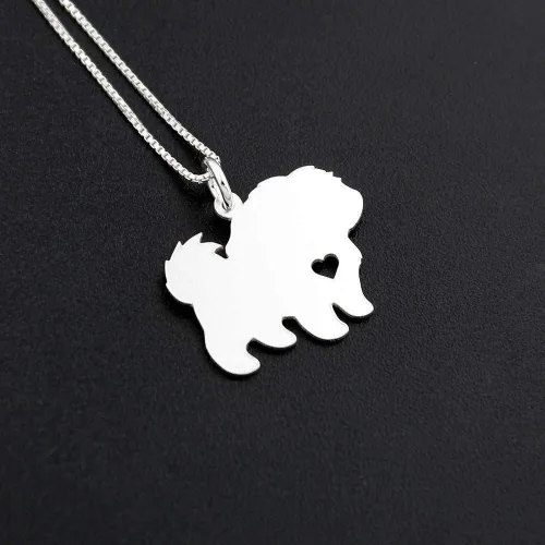 Vista 2 de Collar Shih Tzu de plata esterlina con colgante de razas de perro con corazón – Love Pet Jewelry cadena italiana para mujer, el mejor regalo lindo