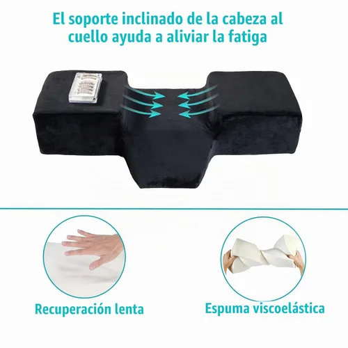 Vista 7 de Almohada de extensión de pestañas para salón de belleza de espuma viscoelástica con funda de terciopelo Almohada ergonómica de curva mejorada