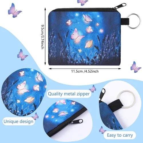 Vista 3 de Monedero pequeño de 10 piezas, estilo bohemio, con cremallera, exquisito regalo para mujeres y niñas en el día de San Valentín, Variado, Mariposa