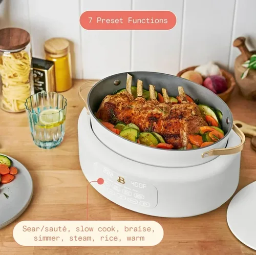 Vista 2 de 10 en 1 6 cuartos de galón eléctrico multi-cocina blanco glaseado por Drew Barrymore