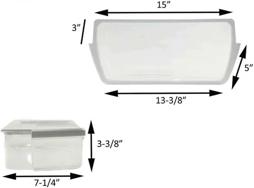 Vista 4 de Contenedor para puerta de refrigerador, transparente con banda/borde blanco, compatible con refrigeradores Whirlpool y KitchenAid, plástico