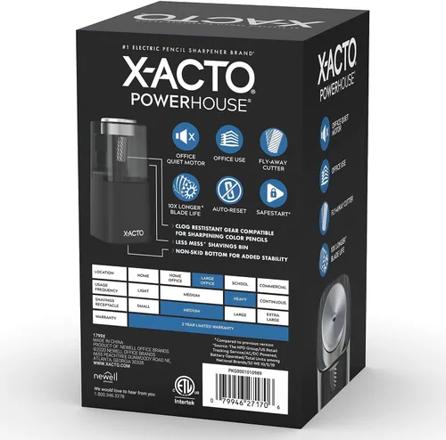 Vista 2 de X-ACTO® Sacapuntas eléctrico Powerhouse®, color negro