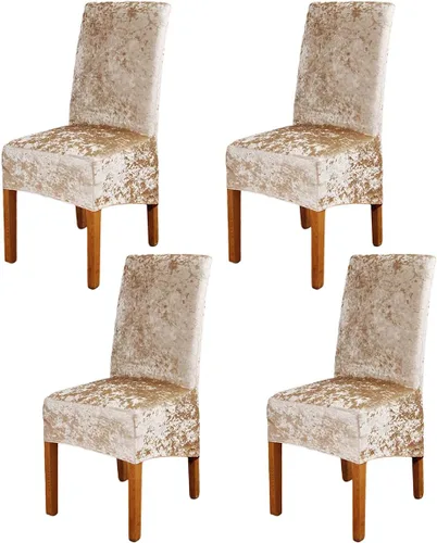Vista 12 de Fundas para silla de terciopelo triturado, fundas protectoras elásticas y extraíbles para sillas XL, para comedor, ceremonia, banquete, boda Negro