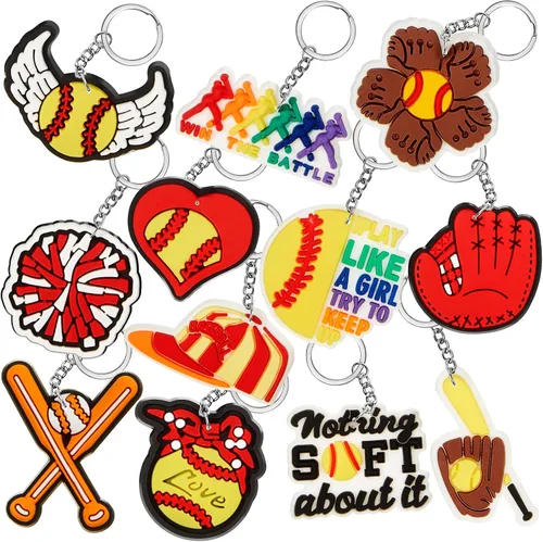 Vista 18 de Batiyeer Llaveros a Granel Artículos de Fiesta Llaveros de Pelota Deportiva Llaveros Divertidos Regalos para Suministros de Cumpleaños