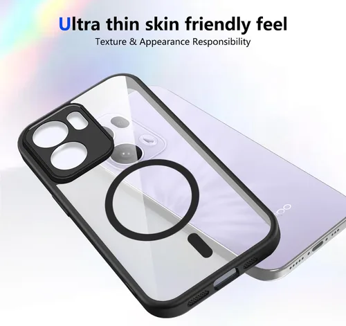 Vista 49 de Funda magnética transparente compatible con Xiaomi 17T, color negro 2 en 1 PC + TPU cubierta de teléfono a prueba de golpes, carcasa protectora