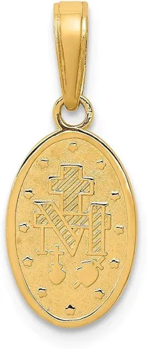 Vista 4 de Colgante de oro amarillo macizo de 14 quilates con medalla milagrosa María, 0.787in x 0.315in