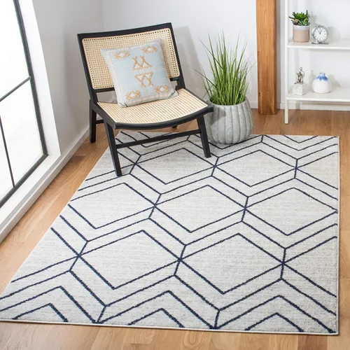 Vista 8 de SAFAVIEH Adirondack Collection - Alfombra decorativa, 2 x 3 pies, color negro y marfil, diseño geométrico moderno, no desprende pelusa y de fácil