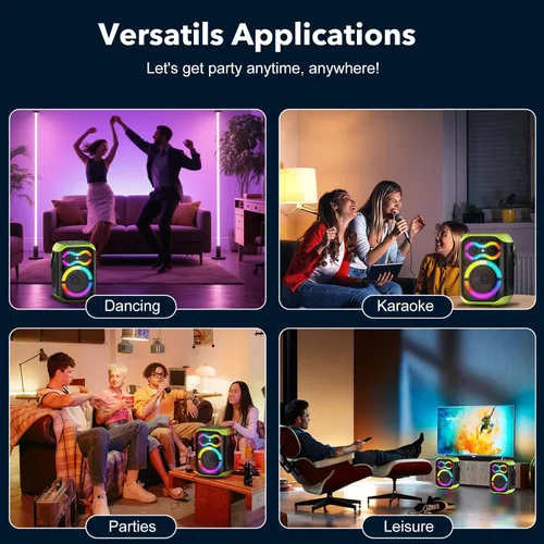 Vista 7 de Altavoces Bluetooth portátiles 80 W gran potente inalámbrico al aire libre fuerte estéreo sonido bajo profundo Boombox TWS altavoz de fiesta en casa