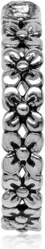 Vista 3 de Silvershake 925 Sterling Silver Flower Floral StackStackable Solitaire Eternity Band Ring Jewelry for Teens or Women