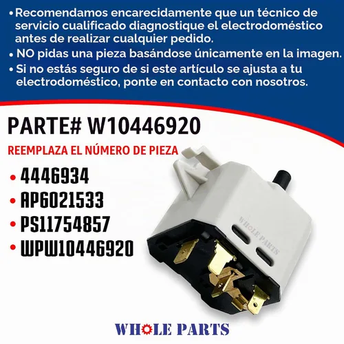 Vista 3 de Piezas enteras Secadora mejorada Interruptor de empuje a arranque Parte
