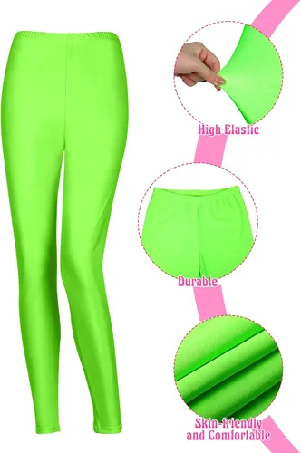 Vista 4 de SATINIOR Women 80s 90s Workout Costume Outfit Accessories Set Leg Warmers Headband Wristbands Earrings Swimwear Suit