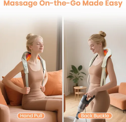Vista 7 de Regalos para mujeres y hombres: masajeador de cuello Shiatsu con calor, masajeador de cuello sin escobillas para aliviar el dolor de tejido profundo