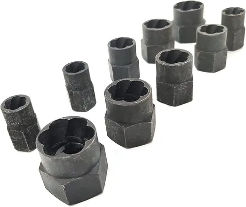 Vista 5 de Juego de 10 extractores de pernos dañados, kit de extractor de tuercas de tornillo roto, kit de herramientas de enchufe de bloqueo, enchufe
