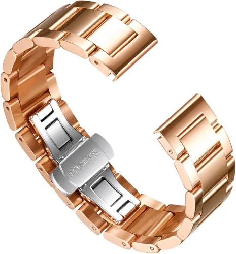 Vista 2 de BINLUN Thick Stainless Steel Watch Band Metal Heavy Polished Matte Brushed Finish Watch Strap Replacement for Men Women