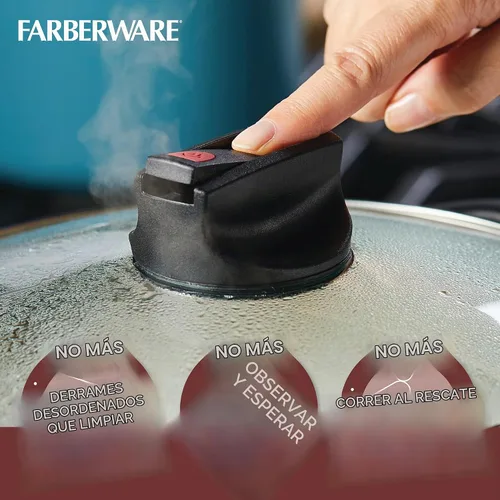 Vista 5 de Farberware Smart Control - Juego de ollas y sartenes antiadherentes, 14 piezas, color aguamarina