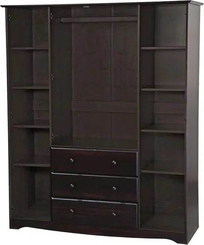 Vista 3 de Palace Imports Juego de 4 estantes pequeños de madera maciza 100% para armario familiar real, Java, 16 pines de metal incluidos