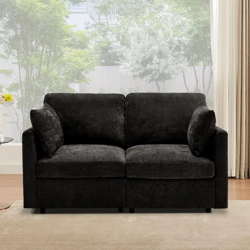 Vista 42 de Iroomy Sofá modular modular para sala de estar, asiento con cojín de resorte, moderno sofá convertible en nube con otomana, gris